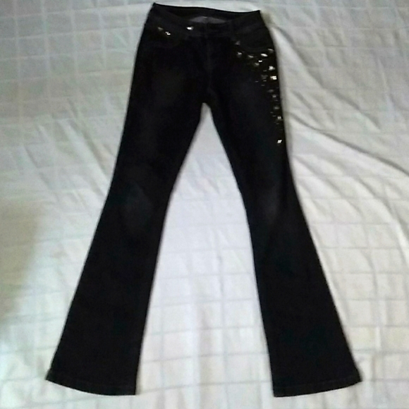 Cache Rhinestone Embellished Distressed Denim - Picture 5 of 16
